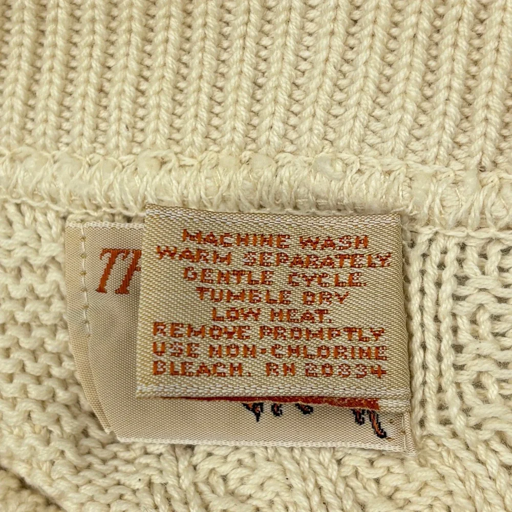 Vintage 80s The Fox Collection Sweater Mens Medium Cream Knit Crewneck USA M